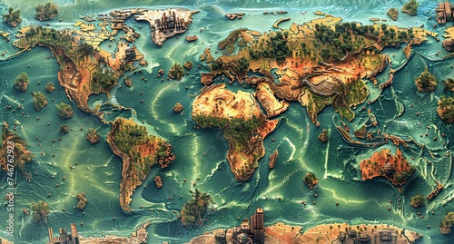 3D world map illustration