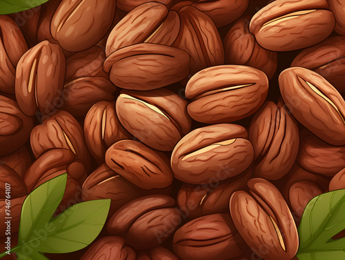 Illustration background with ripe pile pecan nuts
