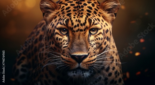  the powerful yet graceful visage of a leopard, utilizing advanced digital techniques to create a captivating artwork in breathtaking 8k resolution.  © bablu