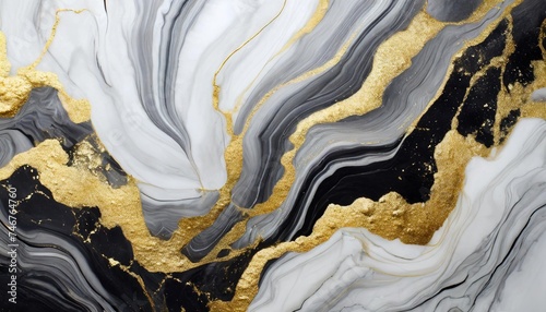 white marble with black gray and golden viens fluid white black gray and gold marbled background luxury modern backdrop for banner greeting card invitation photo