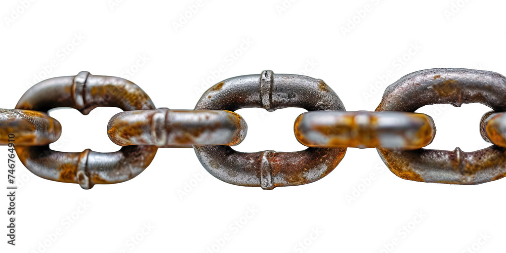 Fototapeta premium Metal chain link isolated on white or transparent background