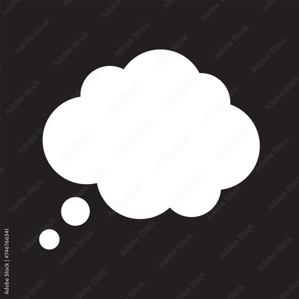 Thought bubble on the black background. Cartoon speech or think bubble. Thought bubble on the black background. Cartoon speech or think bubble.