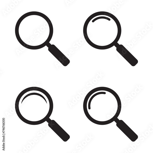 Magnifying glass icon, vector magnifier or loupe sign. Web search icon.