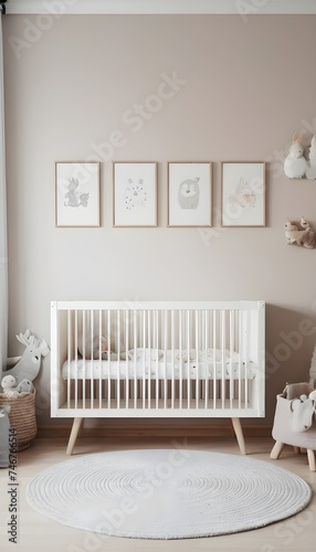 Scandinavian-style background of a cozy nursery