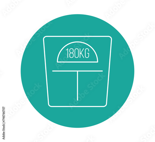 180 kg scale. Floor scale vector, concept measuring body weight. Health and care isolated on white background