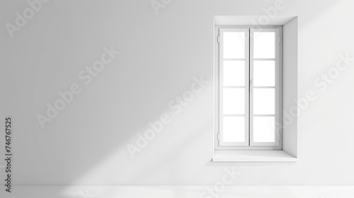 White Window in a Minimalist Setting Bathed in Sunlight