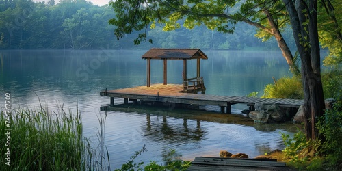 Lakeside Tranquility - Peaceful Lakeside Background - Soothing Essence - Soft Blue Hour Light - Soulful 