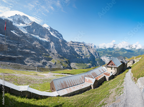 stunning alpine landscape, Hiking trail Kleine Scheidegg, Jungfrau mountain switzerland