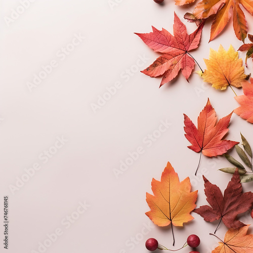 3d photo of autumn leaves background made with generative ai