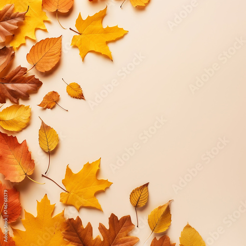 3d photo of autumn leaves background made with generative ai