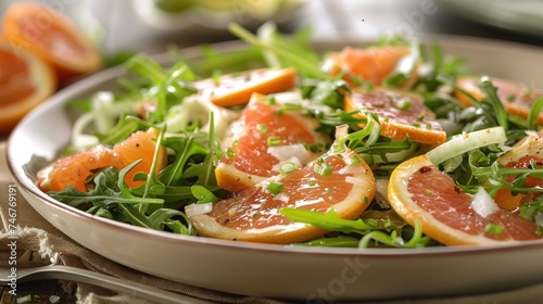 A light and crisp salad with arugula, oranges