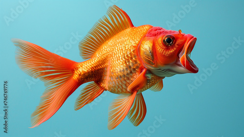 Mega phone fish with open mouth on blue background. © Jammy Jean