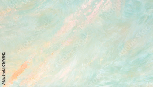 Light blank background of blue green  sage  yellow  and coral tones. Painted plaster for textured surface.