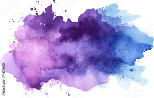 abstract watercolor stain purple and blue on a transparent background 