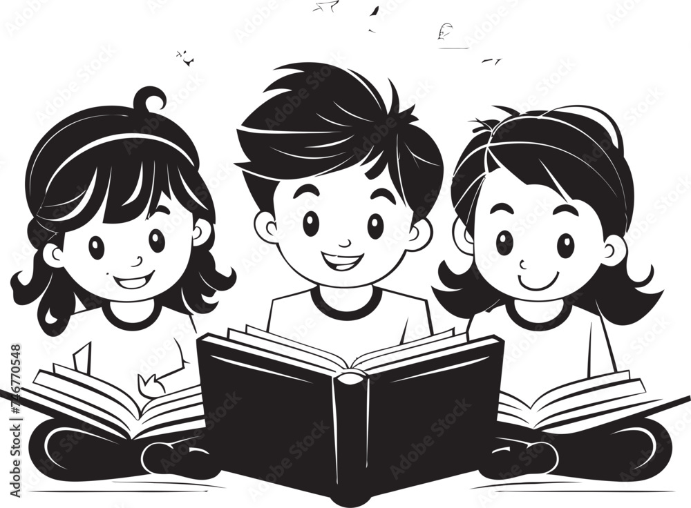 Reading Wonderland Black Vector Kids Design Storyteller Squad Childrens Reading Icon