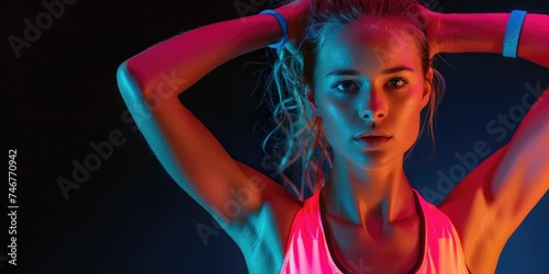 A sporty woman wearing spor...