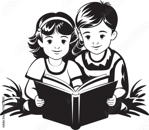 Read and Imagine Black Vector Reading Graphic Adventure Tales Childrens Logo Design