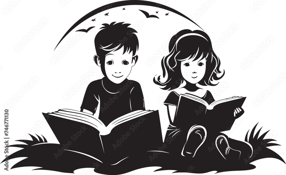 Adventure Tales Childrens Reading Icon Storyteller Squad Vector Book Graphic