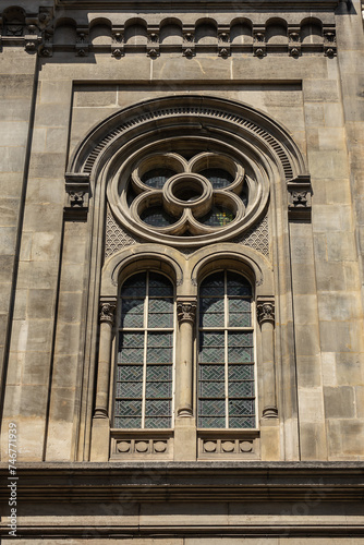 Great Synagogue of Paris  Grande Synagogue de Paris  also known as   La Victoire synagogue   was built in 1867 - 1874 in a neo-Byzantine style. Rue de la Victoire  Paris  France.