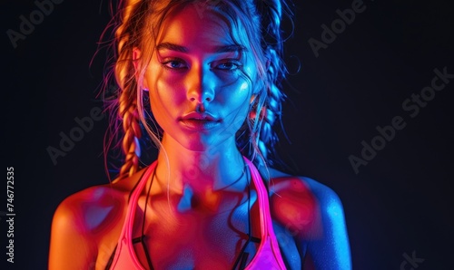 A sporty woman wearing spor...