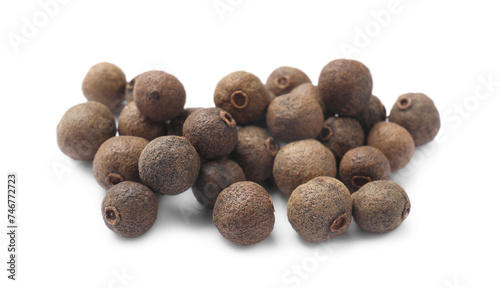 Dry allspice berries (Jamaica pepper) isolated on white