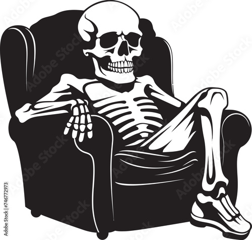 Tranquil Bone Throne Cove Black Vector Relaxation Icon Relaxation Rattle Lounger Chair Chilling Logo Icon