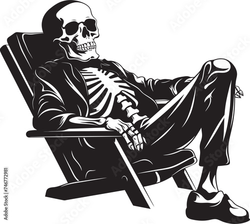 Relaxation Rattle Lounger Chair Chilling Logo Icon Skeletal Chill Zone Recliner Cove Vector Relaxation Icon