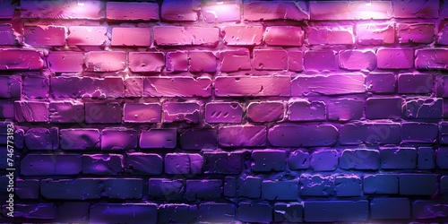 Electric Lavender Neon Brick Wall Seamless Background. Concept Modern Interior Design, Neon Lights, Brick Wall, Seamless Background