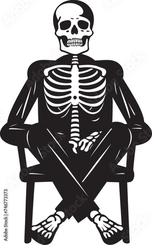 Skeleton Lounge Chilling Vector Design Skeletal Seclusion Black Vector Chair Icon