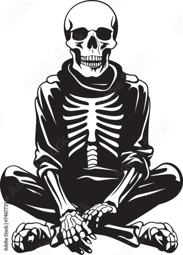 Restful Remains Black Vector Chair Graphic Skeleton Soothe Relaxation Logo Design