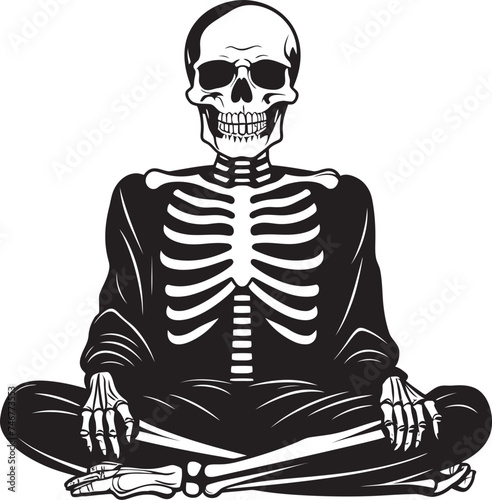 Restful Remains Chilling Vector Icon Skeletal Seclusion Black Vector Graphics