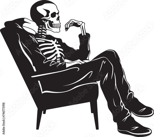 Restful Remains Relaxation Logo Icon Skeleton Soothe Chilling Vector Graphic