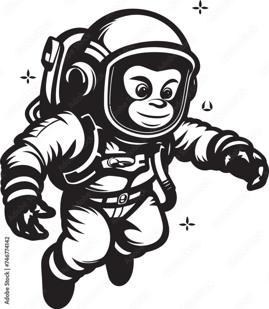 Fototapeta premium Spacefaring Simian Journey Logo Design Galactic Gorilla Venture Vector Icon
