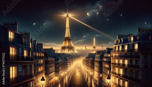 view of the city of Paris in Night