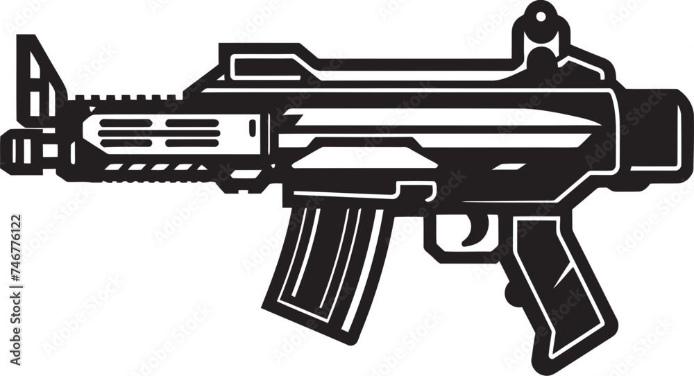 Robotic Gunner Vector Weapon Emblem Electric Arsenal Cyber Icon Logo