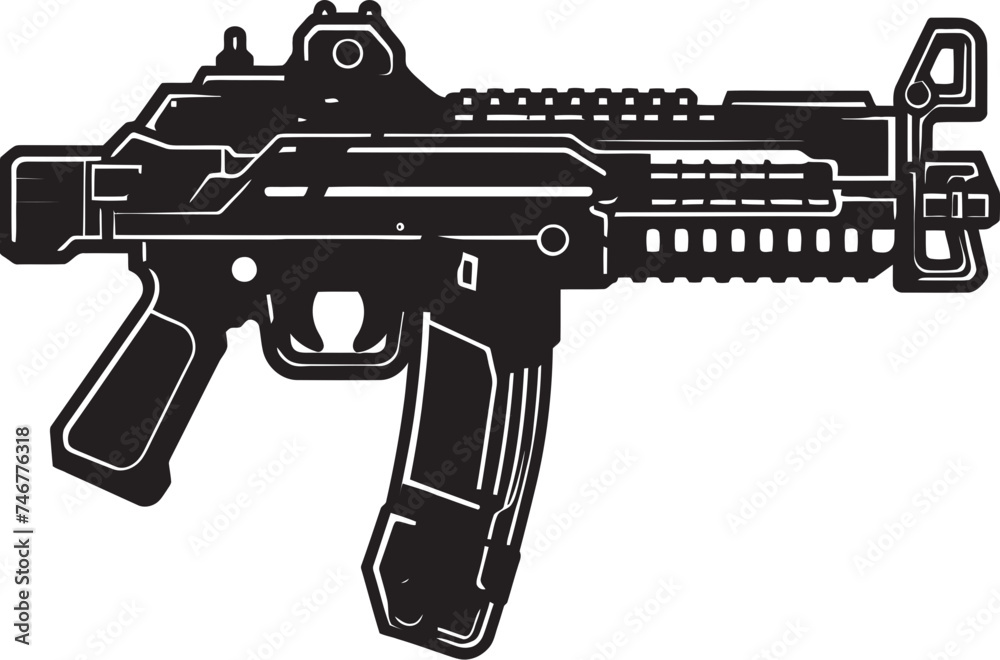 Mech Blaster Black Vector Graphic Nano Shooter Machinegun Icon Design