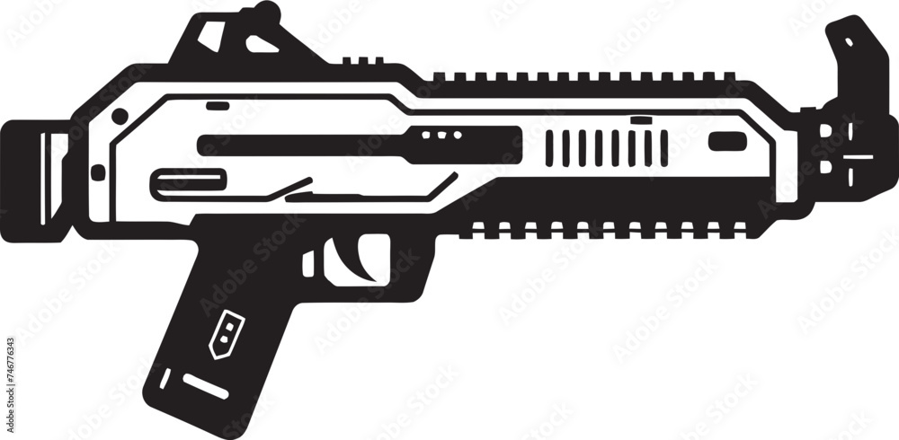 Robo Rifle Black Vector Logo Electric Blaster Machinegun Icon