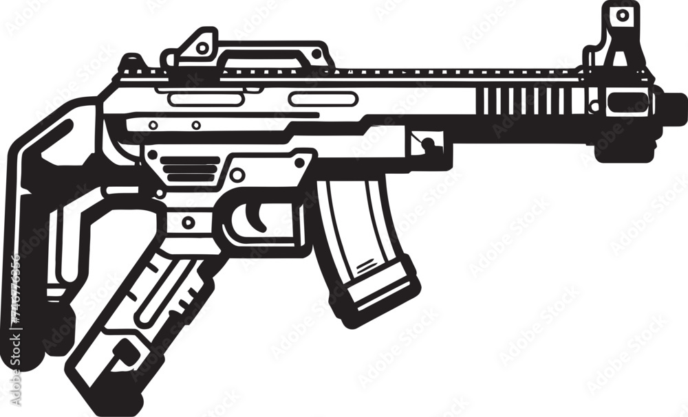 Techno Gunner Vector Weapon Icon Digital Firestorm Cyber Logo Emblem