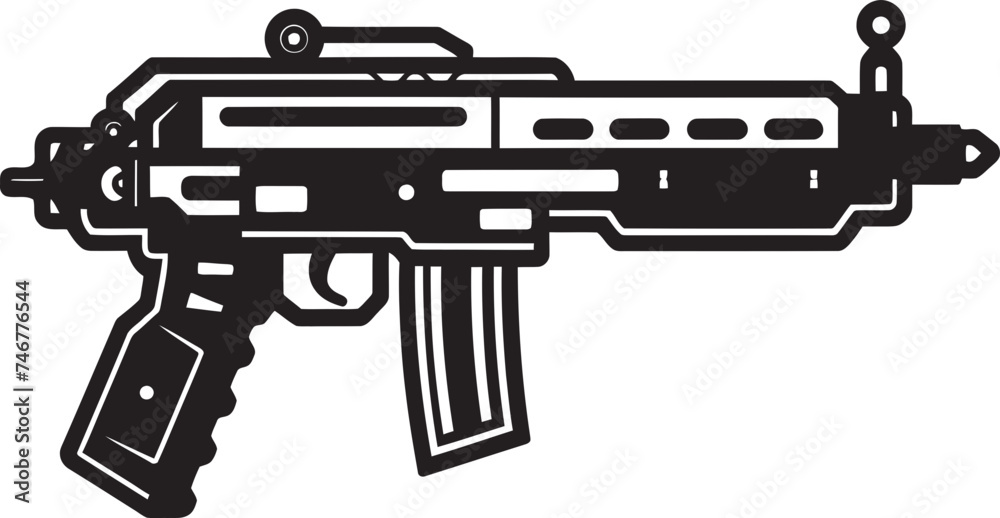 Techno Blaster Black Vector Icon Digital Arsenal Machinegun Graphic Design