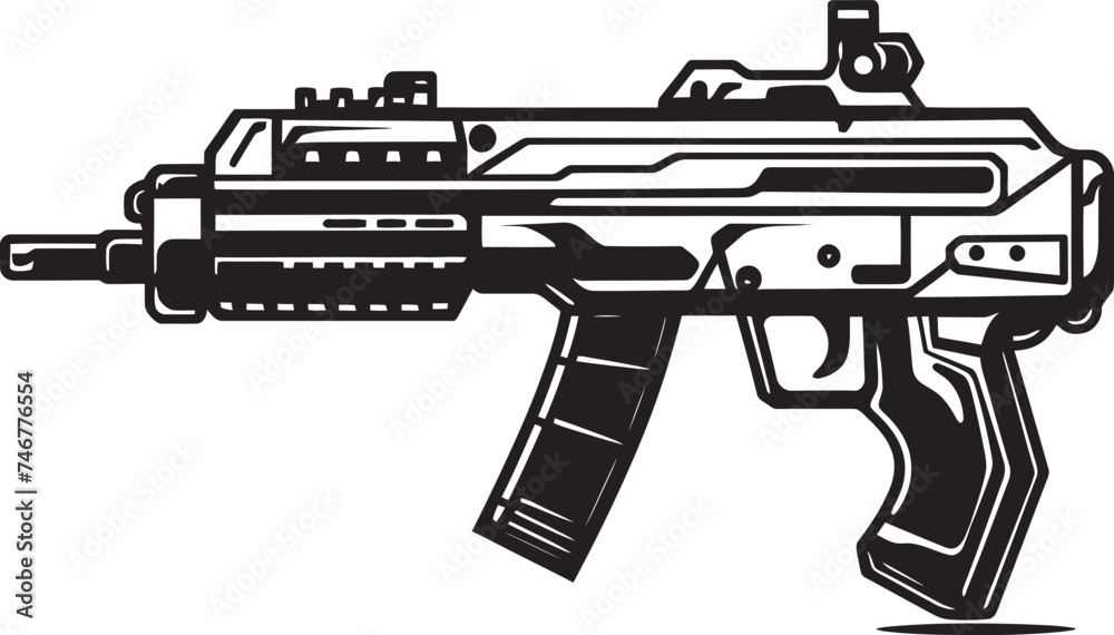 Cyber Cannon Futuristic Weapon Logo Digital Blaster Vector Icon Design