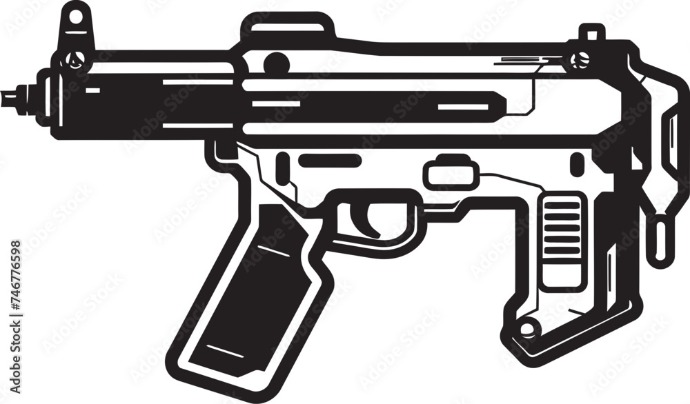 Techno Gunner Vector Logo Icon Digital Firestorm Cyber Weapon Emblem