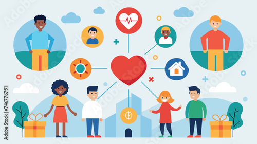 Diverse People United by Community and Health Themes