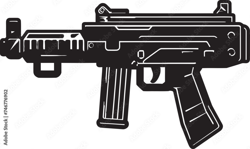 Robo Rifle Black Vector Emblem Electric Blaster Machinegun Logo