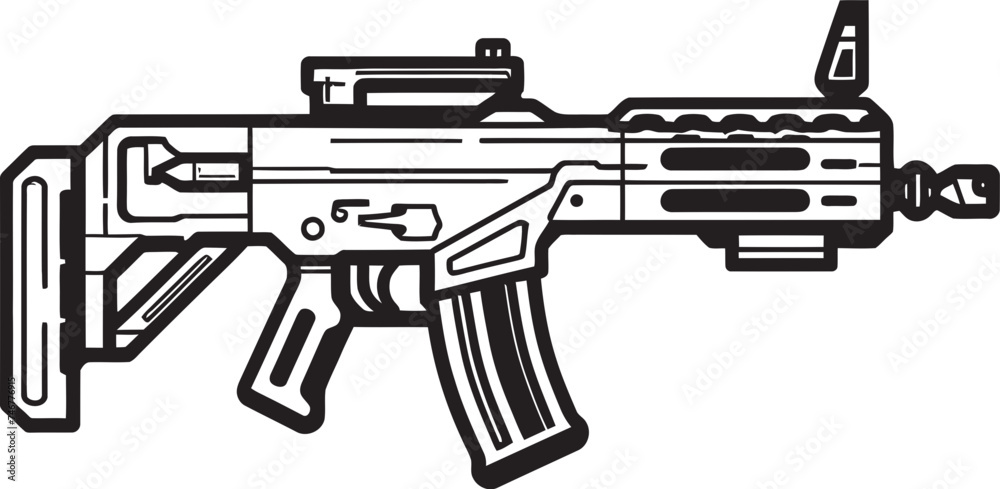 Electric Blaster Machinegun Logo Cybernetic Cannon Vector Weapon Icon