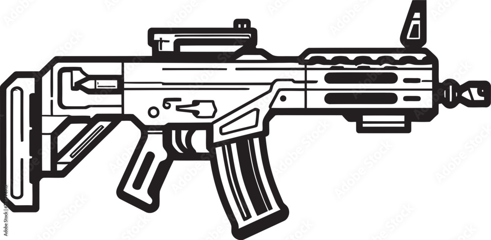 Electric Blaster Machinegun Logo Cybernetic Cannon Vector Weapon Icon Electric Blaster Machinegun Logo Cybernetic Cannon Vector Weapon Icon