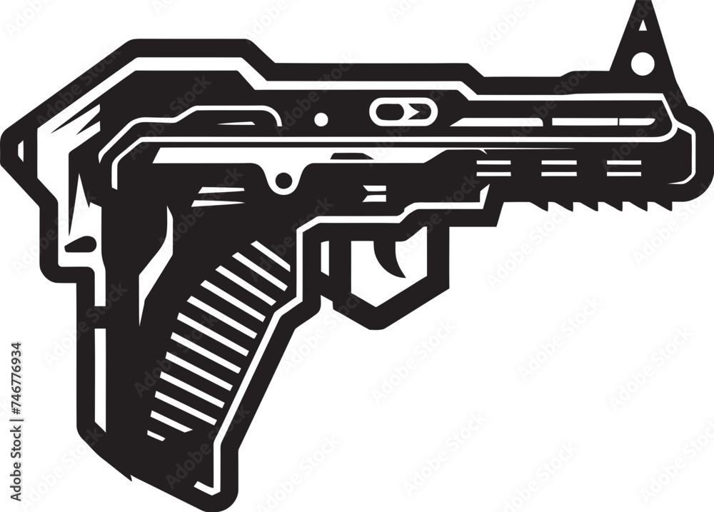 Digital Arsenal Machinegun Graphic Design Cyber Shooter Vector Weapon Icon