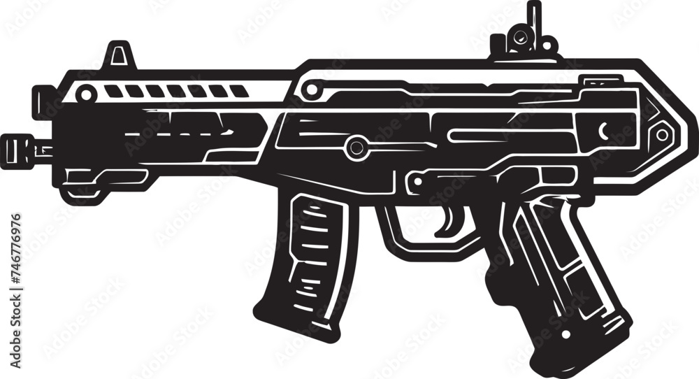 Mech Gunner Black Vector Design Futuristic Firearm Machinegun Icon