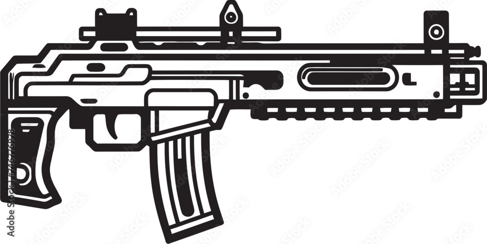 Cyber Shooter Vector Weapon Logo Mech Gunner Black Vector Design
