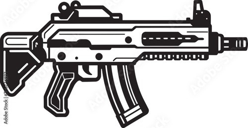Nano Shooter Vector Weapon Design Robo Rifle Black Vector Logo