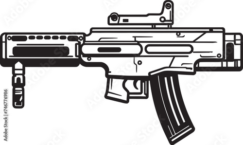Cyber Shooter Vector Weapon Icon Mech Gunner Black Vector Emblem